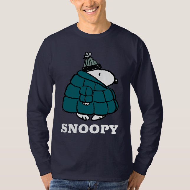 Camiseta Amendoins | Jaqueta Puffer de inverno de Snoopy (Frente)