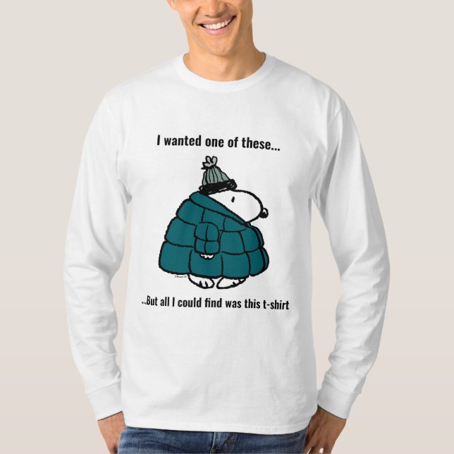 Camiseta Amendoins | Jaqueta Puffer de inverno de Snoopy (Frente)