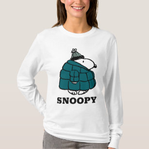 Camiseta Amendoins   Jaqueta Puffer de inverno de Snoopy