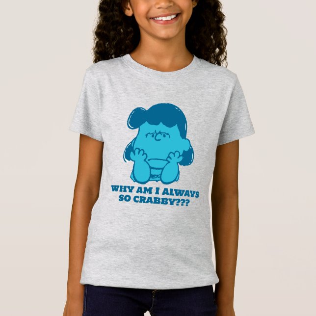 Camiseta Amendoins Lucy Quem diz que sou Crabby? (Frente)