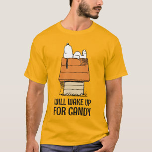 Camiseta Amendoins   O Snoopy Vai Acordar Para O Doces