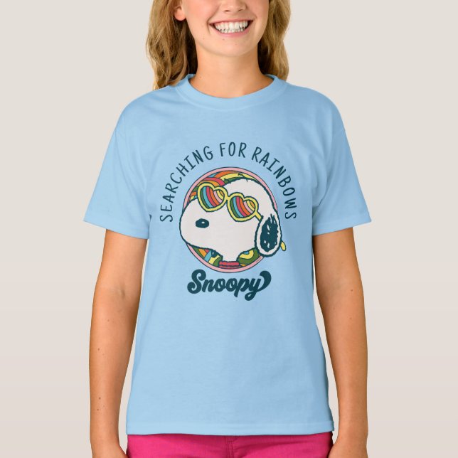 Camiseta Amendoins | Óculos de sol do arco-íris esnoopia (Frente)