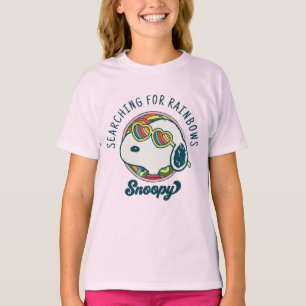 Camiseta Amendoins   Óculos de sol do arco-íris esnoopia