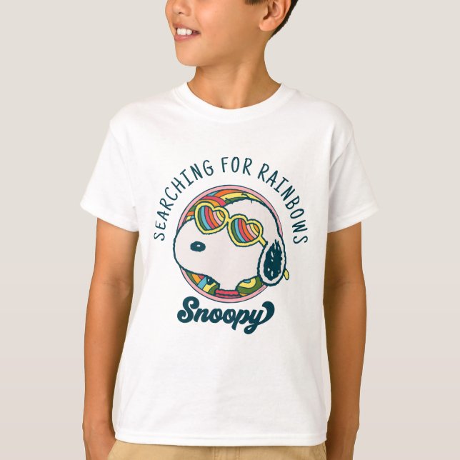 Camiseta Amendoins | Óculos de sol do arco-íris esnoopia (Frente)