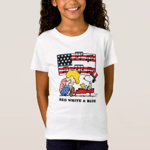 Camiseta Amendoins Patriótico Schroeder, Woodstock & Snoo