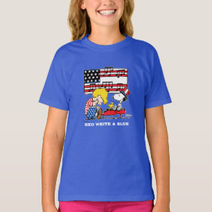Camiseta Amendoins Patriótico Schroeder, Woodstock & Snoo