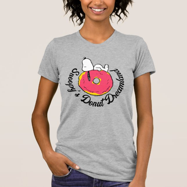 Camiseta Amendoins | Rosquinha rosa esnoopia (Frente)