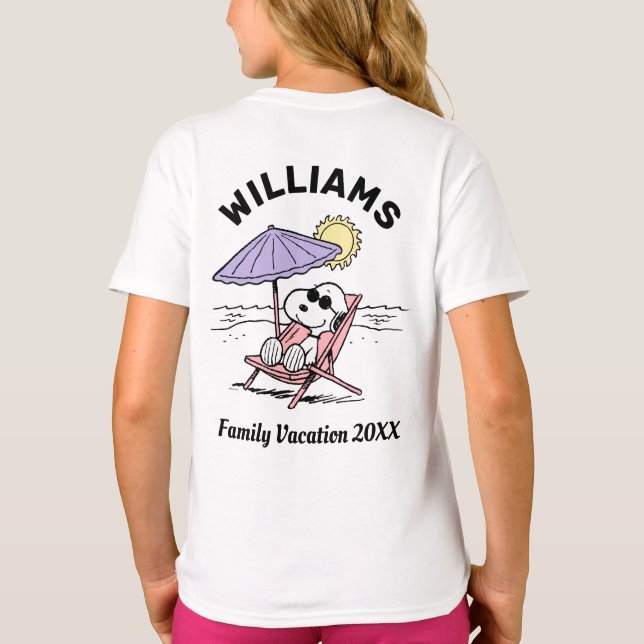 Camiseta Amendoins | Snoopy Beach Family Vacy T-Shirt (Verso)