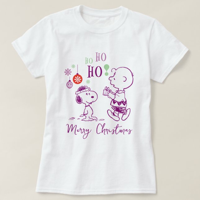 Camiseta Amendoins | Snoopy & Charlie Brown Ho Ho Ho Ho (Frente do Design)