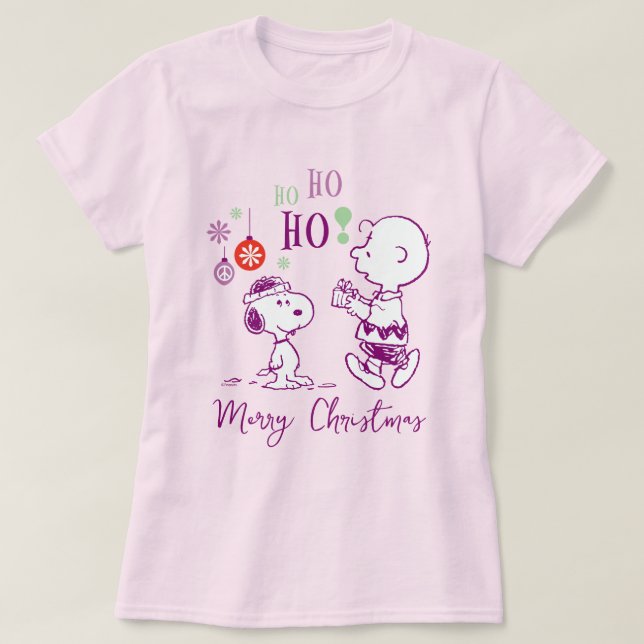 Camiseta Amendoins | Snoopy & Charlie Brown Ho Ho Ho Ho (Frente do Design)