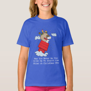 Camiseta Amendoins   Snoopy, o Ace Voador no Natal