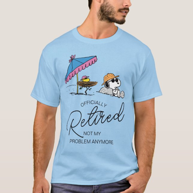 Camiseta Amendoins | Snoopy & Woodstock Beach Estou aposent (Frente)