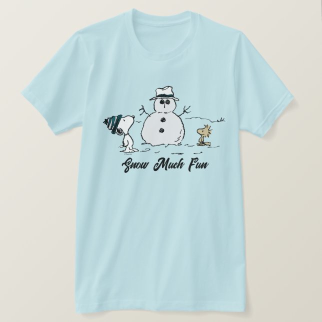 Camiseta Amendoins | Snoopy & Woodstock Construir Um Neve (Frente do Design)