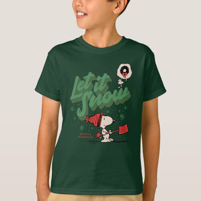 Camiseta Amendoins | Snoopy & Woodstock Deixe-o nevar (Frente)