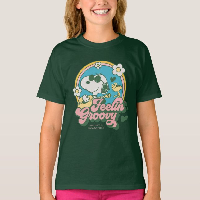 Camiseta Amendoins | Snoopy & Woodstock Feelin' Groovy (Frente)