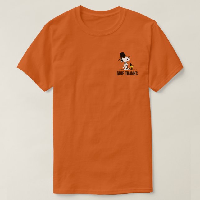 Camiseta Amendoins | Snoopy & Woodstock Pilgrim (Frente do Design)
