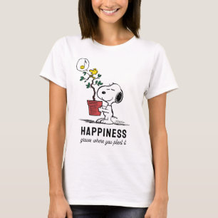Camiseta Amendoins   Snoopy & Woodstock Plant A Tree