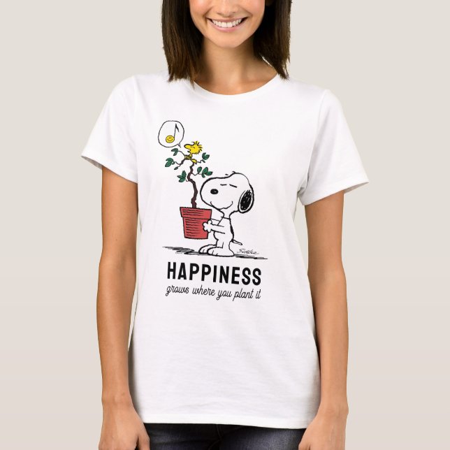 Camiseta Amendoins | Snoopy & Woodstock Plant A Tree (Frente)