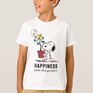 Camiseta Amendoins   Snoopy & Woodstock Plant A Tree