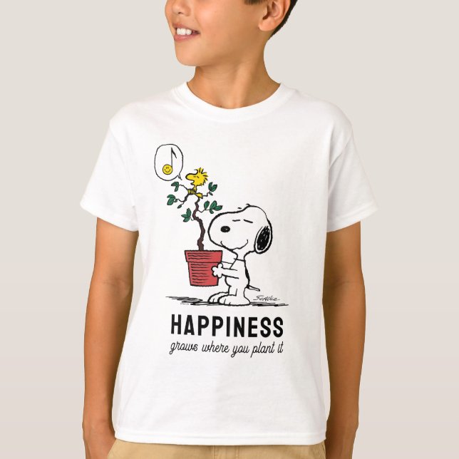 Camiseta Amendoins | Snoopy & Woodstock Plant A Tree (Frente)
