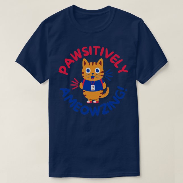 Camiseta Ameowing Pawsitivamente (Frente do Design)