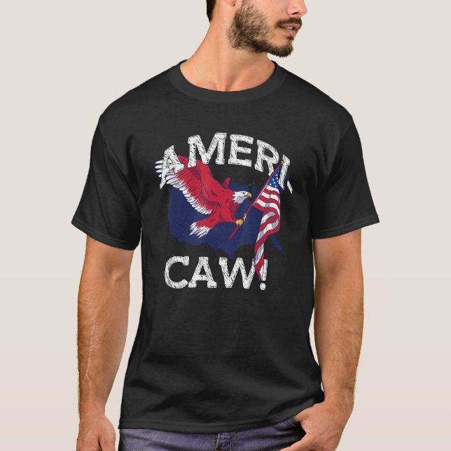 Camiseta AMERI CAW Eagle America Meme EUA 4 de julho (Frente)