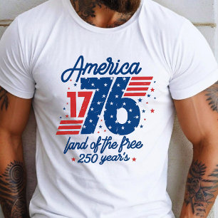 Camiseta América 1776 Terra da Liberdade 250 Anos