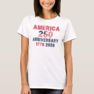 Camiseta América 250 Aniversário, Patriótico 1776-2026