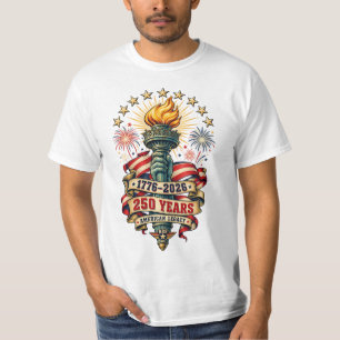 Camiseta America 250 Anos 1776–2026 Tocha da Liber