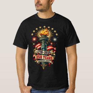 Camiseta America 250 Anos 1776–2026 Tocha da Liber