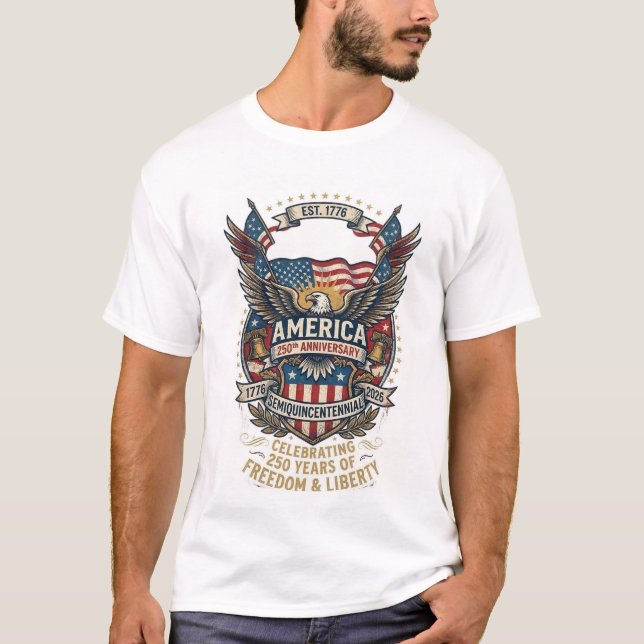 Camiseta America 250th Anniversary Shirt 1776 Freedom  (Frente)