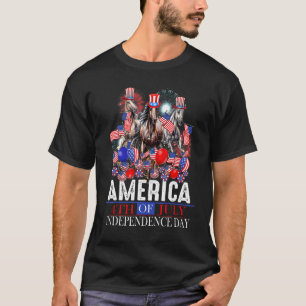 Camiseta América 4 de Julho Gráfico Patriótico Cavalo EUA