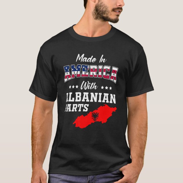 Camiseta America Albanian Parts Albania Map USA Flag Ancest (Frente)
