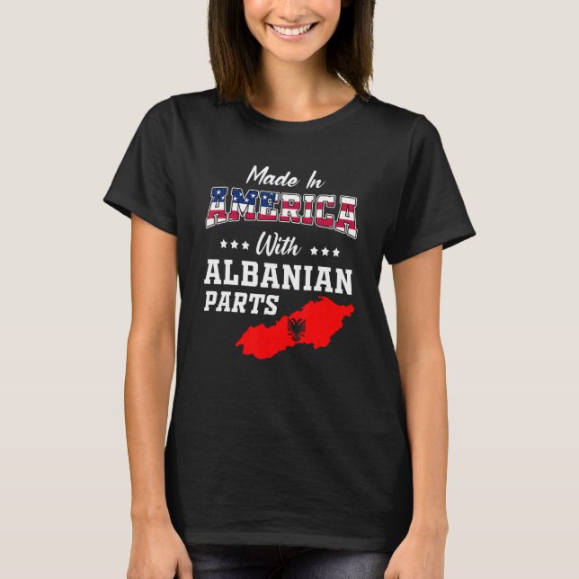 Camiseta America Albanian Parts Albania Map USA Flag Ancest (Frente)