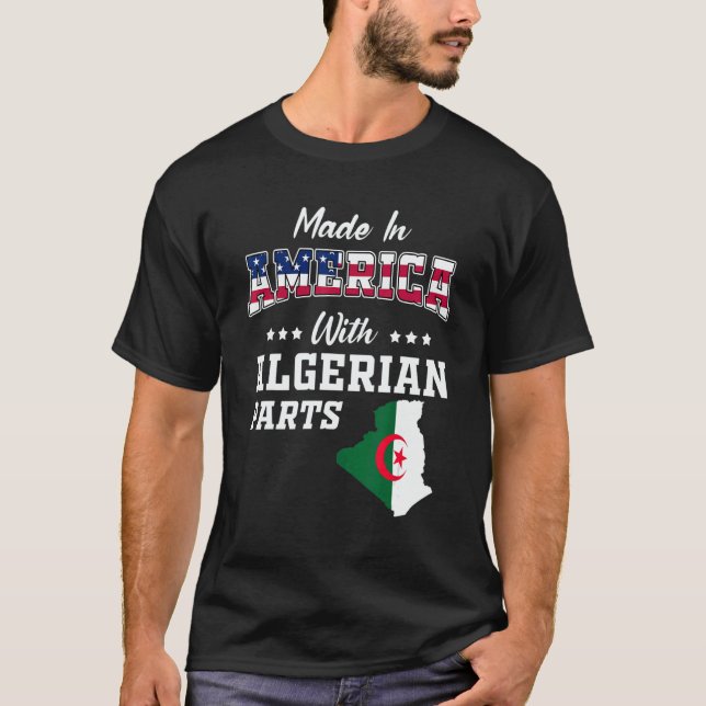 Camiseta America Algerian Parts Algeria Map USA Flag Ancest (Frente)
