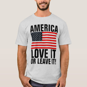 Camiseta AMÉRICA AMA OU DEIXA! T-Shirts Patriotas