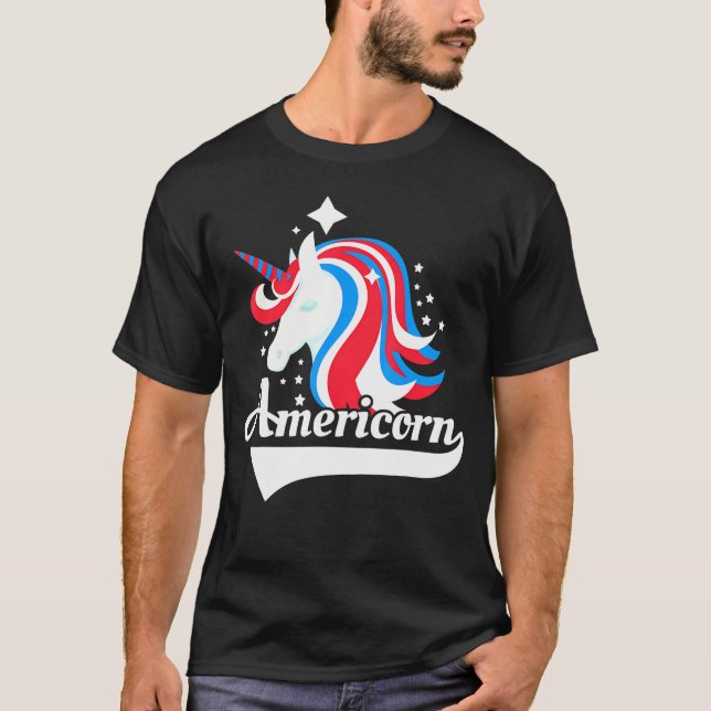 Camiseta América Americana Bandeira Unicórn Patriótica Amér (Frente)
