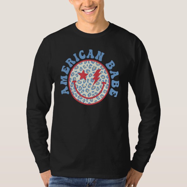 Camiseta America Babe Vibes Face Smile American Flag 4th Of (Frente)