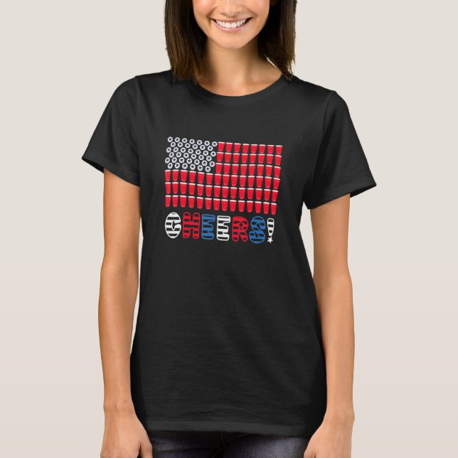 Camiseta America Beer 4th Of July Usa Flag  Cheers (Frente)