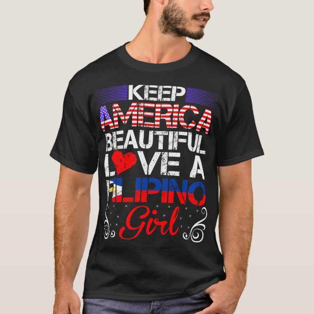 Camiseta América Belo Amor Garota Filipina Presente (Frente)
