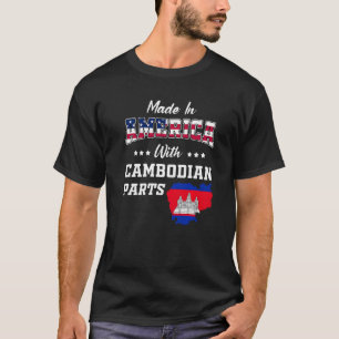 Camiseta América Cambodja Partes Camboja Mapa EUA Bandeira