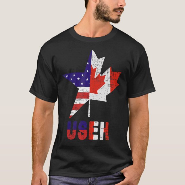 Camiseta América Canadá Bandeira Americana Canadá Canadá Es (Frente)