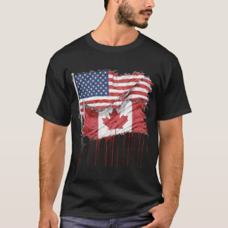 Camiseta América Canadá Sinaliza Metade Americana Metade Ca