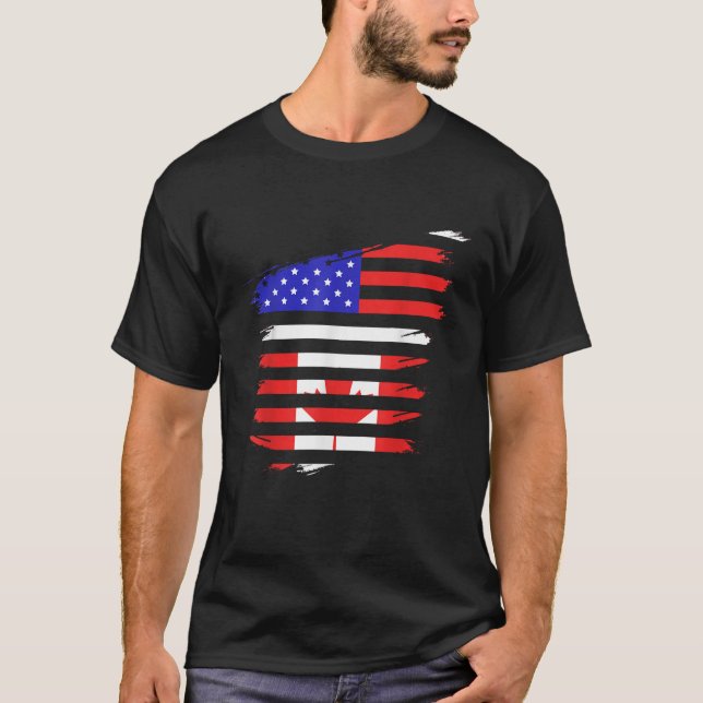 Camiseta América canadense Flag EUA Canadá (Frente)