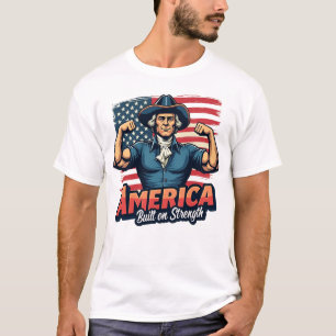 Camiseta América construída sobre Força Tee Patriótica para