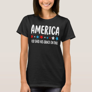 Camiseta América das Mulheres Deus Deu Sua Graça no Tee 4th