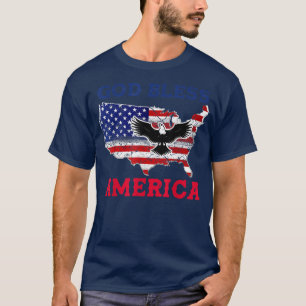 Camiseta América deus abençoe 4 de julho Patriótico EUA Men