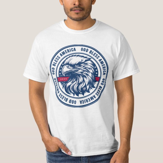 Camiseta América deus abençoe, águia americana em círculo (Frente)