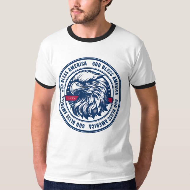 Camiseta América deus abençoe, águia americana em círculo (Frente)