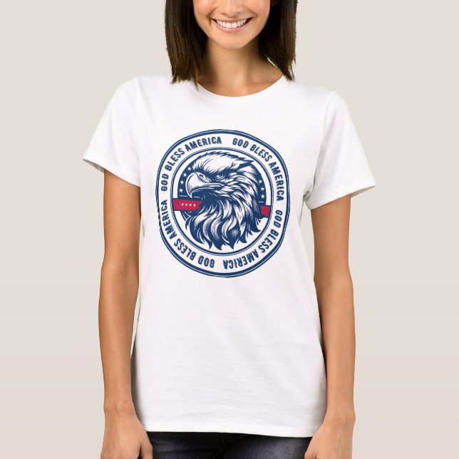 Camiseta América deus abençoe, águia americana em círculo (Frente)